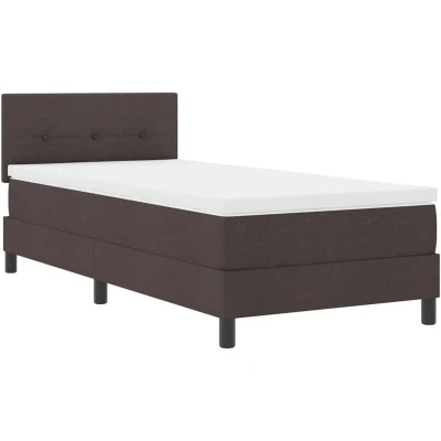 Image of Box Spring Bed with Mattress Dark Brown 90x200 cm Fabric vidaXL
