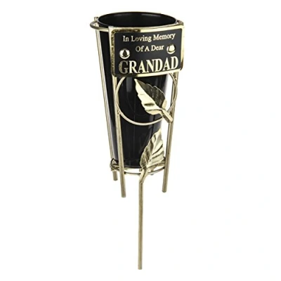 Image of In Loving Memory Grave Vase With Gold Spike Grandad