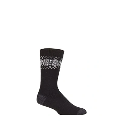 Image of Mens 1 Pair SOCKSHOP Heat Holders 1.6 TOG Lite Striped, Patterned &amp; Argyle Socks Vancouver Nordic Black 6 11