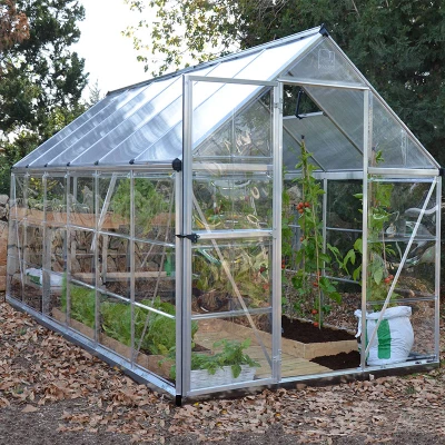 Image of 6&#039;x12&#039; Palram Canopia Hybrid Large Walk In Silver Polycarbonate Greenhouse (1.8x3.6m)