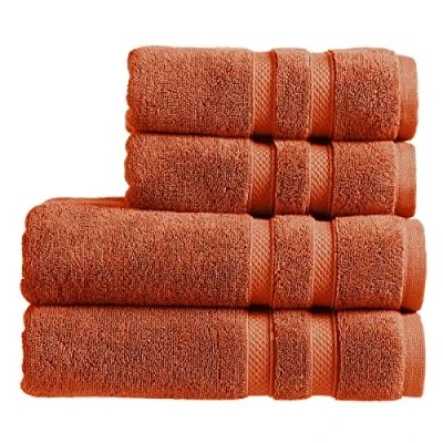 Image of Christy Chroma Bath Towels 4 Piece Set 2 Hand Highly Absorbent Heavyweight 675GSM Bold and Bright Soft Smooth Bathroom Shower 100% Cotton Sustainably Made Burnt Sienna