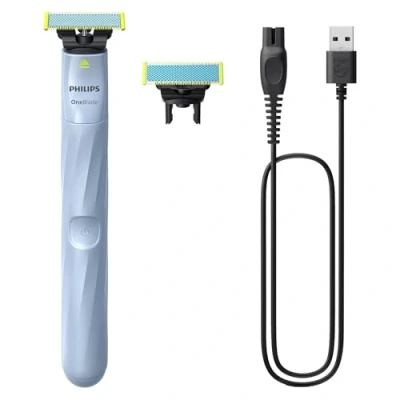 Image of Philips OneBlade First Shave, Authentic Teen Hybrid Electric Shaver. Incl. 2X Anti Friction Blades (8 Months Supply), Model QP1324/30