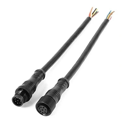 Image of Spactz 8 Pin M/F Plug Waterproof Connector Cable Black