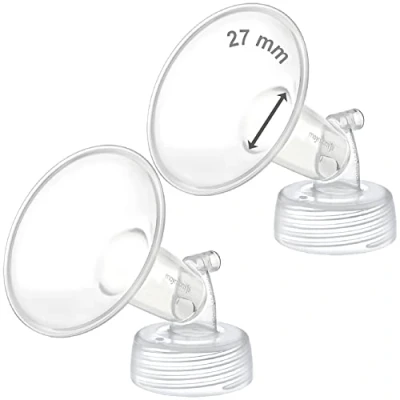 Image of Maymom Pump Part Compatible with Spectra S1/S2 Pumps; Incl 27mm Wide Mouth Flange; Not Original Replaces Shield (Two Flanges)