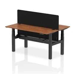 Image of Air B2B 1600x600 Adjustable 2P Bench Desk CP Walnut/Black + Screen