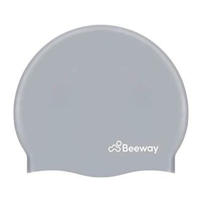 Image of BEEWAY Swimming Cap 100% Silicone Swim Hat Unisex Men Women Kids 6 14 Durable, Waterproof, Anti tear for Hair Protection
