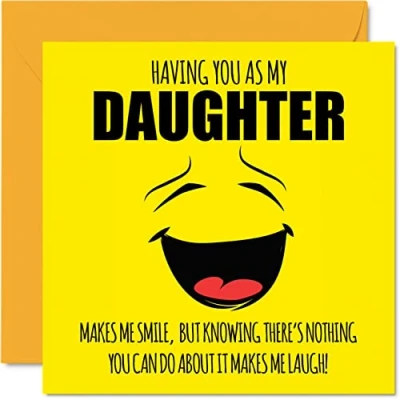 Image of Funny Birthday Cards for Daughter Make Me Smile Joke Happy Card from Mum Dad, Banter Gifts, 145mm x Greeting Gift