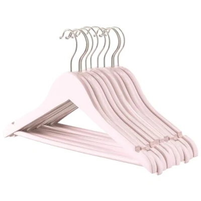 Image of Light Pink Wooden Children&#039;s Hangers Pack of 10 By Harbour Housewares