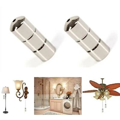 Image of TERF® Polished Chrome Modern Cord Pull Handle Weight 40mm Barrel End For Bathroom Shower Toilet Classic Light Switches Extractor Fans Roman Blinds Curtain Pack of 2