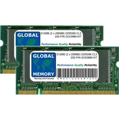 Image of 512MB (2 x 256MB) DDR 266MHz PC2100 200 PIN SODIMM MEMORY RAM KIT COMPATIBLE WITH ALUMINIUM POWERBOOK G4