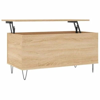 Image of vidaXL Coffee Table with Lift top Design, Engineered Wood and Metal Legs, Sonoma Oak, Versatile Use for Dining or as a Computer Desk
