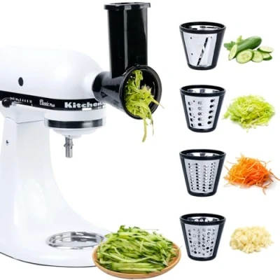 Image of PQPO Slicer/Shredder Grater Attachment for Kitchen aid Stand Mixer with 4 Blades, Cheese Attachment, Attachments
