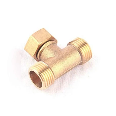 Image of Vogueing Tool 3 Way Pipe Connector 1/2&quot; T Shape Equal Male &amp; Female Tee for Air Gas Water Piping Systems Gold (Type A)