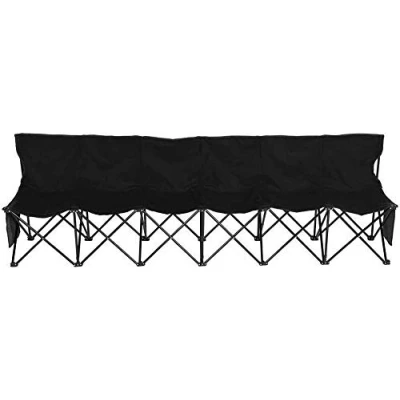 Image of Super Heavy Duty Portable Folding Subs Bench 6 Seater Sport Chair Picnic Camping Team with Carry Bag Sports Chairs Black