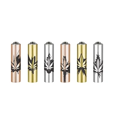 Image of 1 x CLIPPER Mini Lighter METAL COVER SPLASH Leaves ROSE GOLD SILVER BLACK Refillable STYLISH Design ( SEND OUT RANDOM Colour)