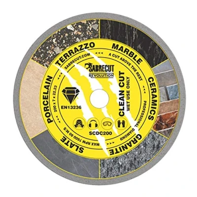 Image of 1 x SabreCut SCDC200 200mm (8&quot;) 7mm 22.23mm Bore Continuous Rim Diamond Angle Grinder Circular Saw Blade Compatible with Bosch Dewalt Makita Milwaukee and Many Others