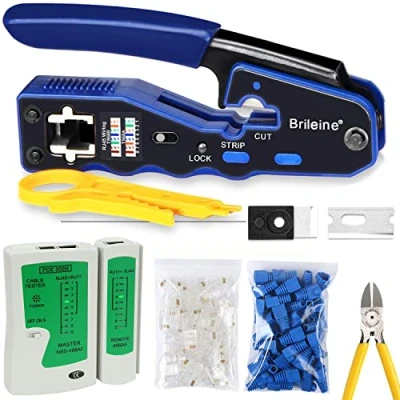 Image of Brileine RJ45 Crimp Tool Kit Cat5e Cat6 Crimping Tool, Crimper
