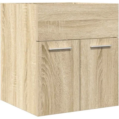 Image of vidaXL bathroom sink cabinet sonoma oak engineered wood wall mounted vanity 41x38.5x46 cm modern design &amp; practical storage