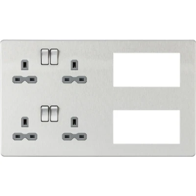 Image of KnightsBridge Screwless Combination Plate Brushed Chrome with grey insert