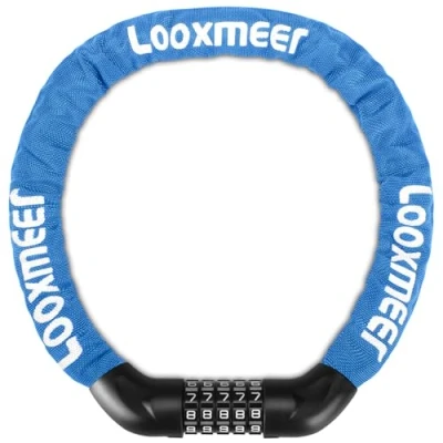 Image of Looxmeer Bike Lock Heavy Duty, 900mm 5 Digit Combination Bicycle Chain High Security, Resettable 100,000 Codes Cycling for Bicycle, Motorcycle, Scooter, Door, Gate Fence, Blue