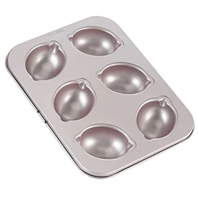 Image of CHEFMADE Muffin Cake pan, 6 Cavity Non Stick Lemon Shaped Bakeware for Oven Baking (Champagne Gold)