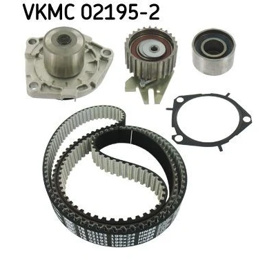 Image of VKMA02195, VKPC85101 Water Pump + Timing Belt Kit SKF VKMC 02195 2 with gaskets/seals 199 rounded tooth profile Plastic ALFA ROMEO: 159 Saloon