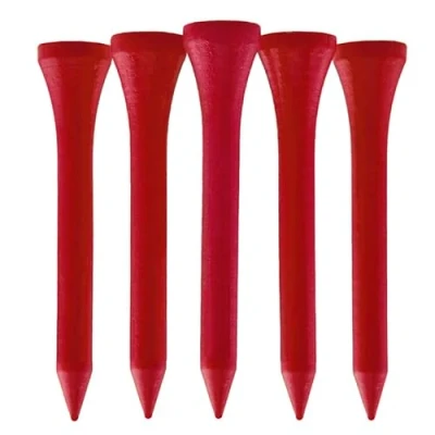 Image of 100 Red Colour Bamboo Golf Tees 54mm 2 1/8&quot; Eco Friendly Biodegradable