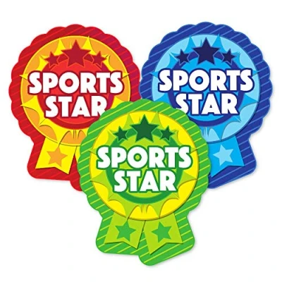 Image of SuperStickers &#039;Sports Star&#039; Rosette Stickers, 35 x 45mm (60 Stickers)