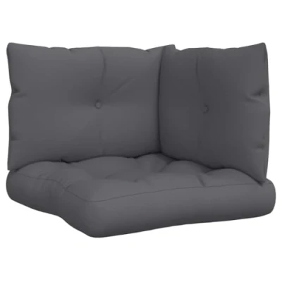 Image of vidaXL Pallet Cushions 3 pcs Anthracite Water Resistant Polyester, Hollow Fibre Filling, Ideal for Garden, Patio, Indoor