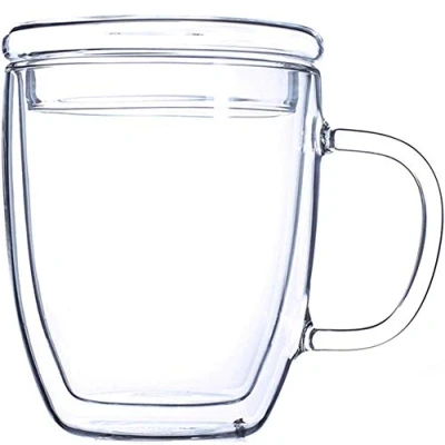Image of WINIAER 475ml Double Walled Coffee Glasses with Handles Heat Resistant Cups Hot &amp; Cold Drinks Coffee, Tea, Espresso Latte