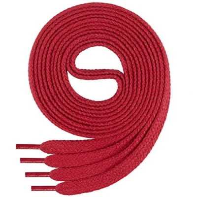 Image of Di Ficchiano 1 pair of quality polyester shoelaces, tear proof, flat, approx. 7.0 mm wide, 15 colours, 70 200 cm long red