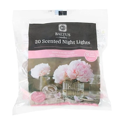 Image of Baltus Candles Pack of 20 Tealight Night Light with Peony &amp; Blush Suede Fragrance Limited Edition