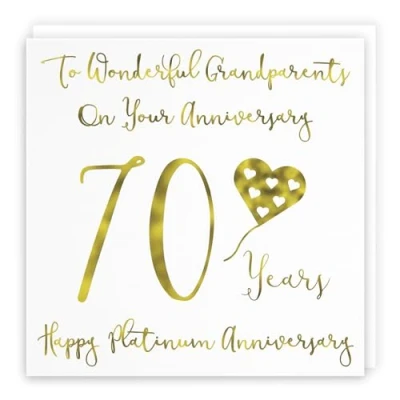 Image of Hunts England Grandparents 70th Anniversary Card To Wonderful On Your 70 Years Happy Platinum Anniversary.