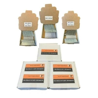 Image of Brad/Nails 16G Angled 2500 Pieces, 32mm/38mm/45mm/50mm/63mm Lengths, for Dewalt, Paslode, Hitachi Nailers