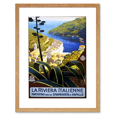 Image of Wee Blue Coo Italian Riviera Portofino Harbour Sea Italy Picture Framed Wall Art Print
