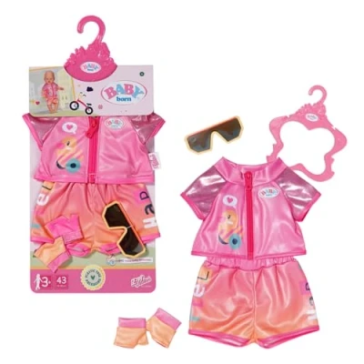 Image of BABY born Bike Outfit 835876 Sporty with Matching Gloves and Sunglasses for 43cm Dolls Suitable Children from 3 Years Old