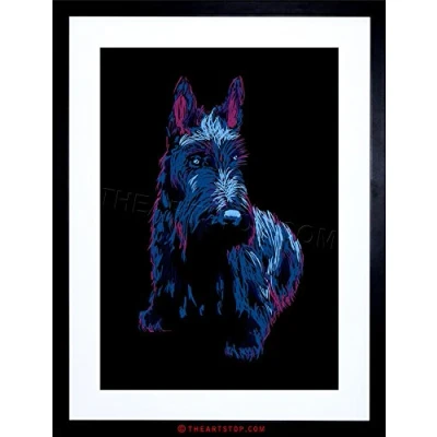 Image of Wee Blue Coo Painting Scottish Terrier Scottie Dog Cute Puppy Framed Wall Art Print