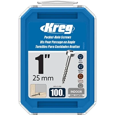 Image of Kreg SPS C1 100 Zinc Pocket Hole Screws, 1 Inch #7 Coarse Thread, Pan Head (100 Count)