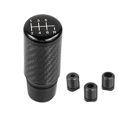 Image of muge racing Gear Shift Knob，Car Knob Shifter 6 Speed Universal Aluminum Stick with 3 Adapters(Black)