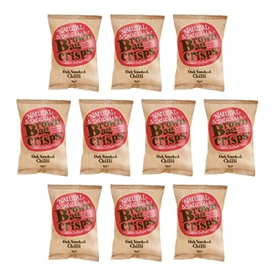 Image of Brown Bag Crisps Oak Smoked Chilli 40g (Pack of 10)