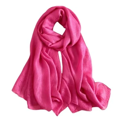 Image of Lina &amp; Lily Shimmer Sheen Scarf Shawl Wrap for Wedding Evening Dress Sheer Lightweight (Dark Pink)
