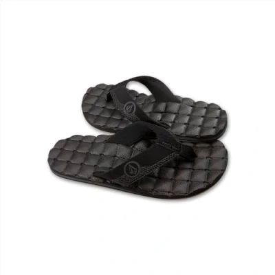 Image of Volcom Men&#039;s Recliner Sandal Flip Flop, Black Destructo new, 12 UK