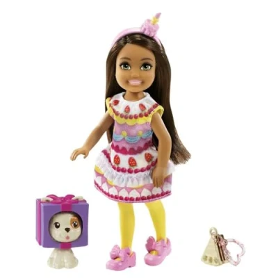 Image of Mattel Barbie Club Chelsea, Cake Dress Up Costume Doll with Pet