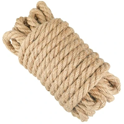 Image of KINGLAKE 12 mm Thick Jute Rope String 10 m 4 Ply Hemp Strong Garden Twine For Wrapping, Home Decoration, Gardening Bundling,Beige