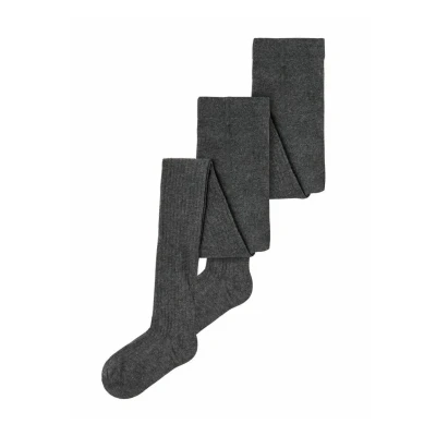 Image of NAME IT Nknpantyhose Rib 2P Noos Tights, Dark Grey Melange, 134/140