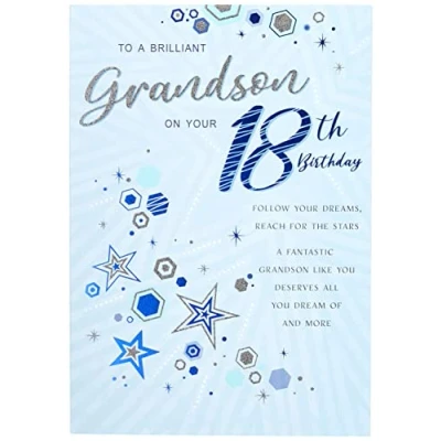 Image of Regal Publishing Modern Milestone Age Birthday Card 18th Grandson 9 x 6 inches,Blue