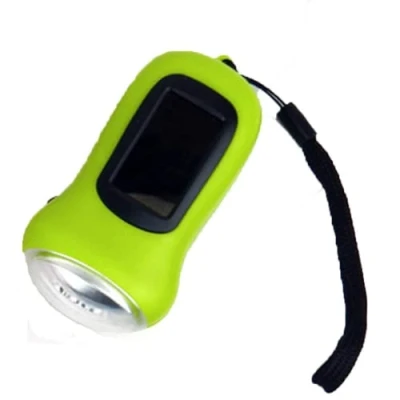 Image of LED Torch Hand Crank Dynamo Solar Powered Flashlight Lamp Emergency Light Survival (Green)
