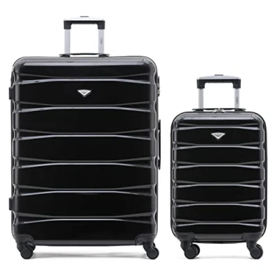 Image of Flight Knight Set of 2 Premium Suitcases Extra Stong Lightweight Luggage Hardcase with 4 Wheels &amp; Built in Lock (Set S+L)