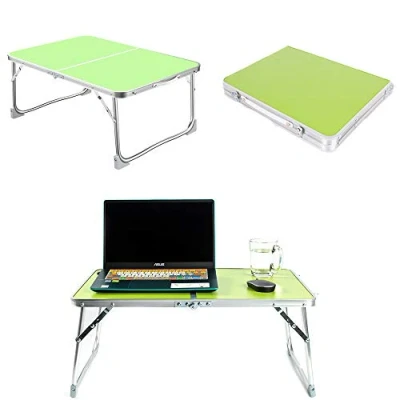 Image of Folding Laptop Bed Table Portable Lap Standing Desk, Computer Notebook Stand Reading Holder, Breakfast Serving Tray on Bed/Sofa, Green(60x40x26cm)