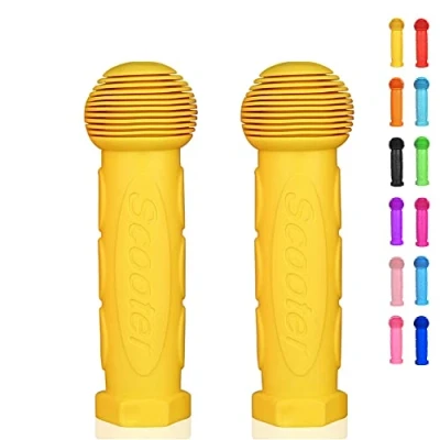 Image of OTFAITP Scooter Grip Handlebar 1 Pair Bicycle Fit for 2 3 4 Wheels Kid Kick Scooters,Children Bike,Rocking car,Drifting Scooter,Swing Scooter,Push Cart (Yellow)